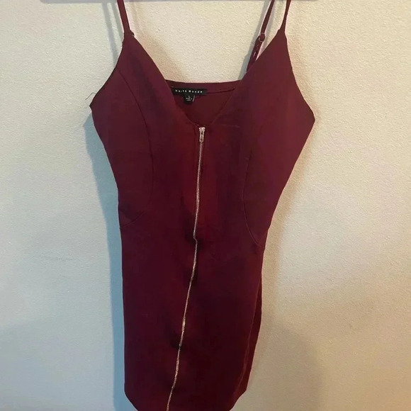 Haute Monde Burgandy Bodycon Date Night Mini Dress size Large - Picture 2 of 6